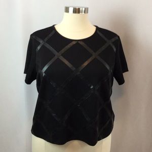 Eloquii Black Ponte And Pleather Top Size 20